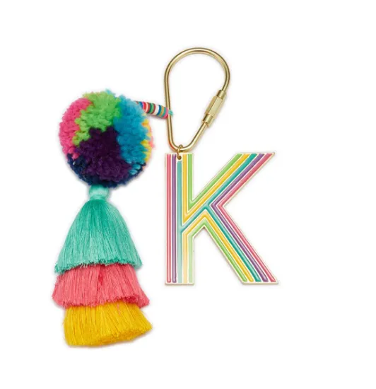 Colorful Initial Pompom Keychain (More Colors)