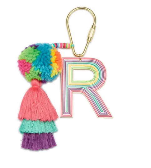 Colorful Initial Pompom Keychain (More Colors)
