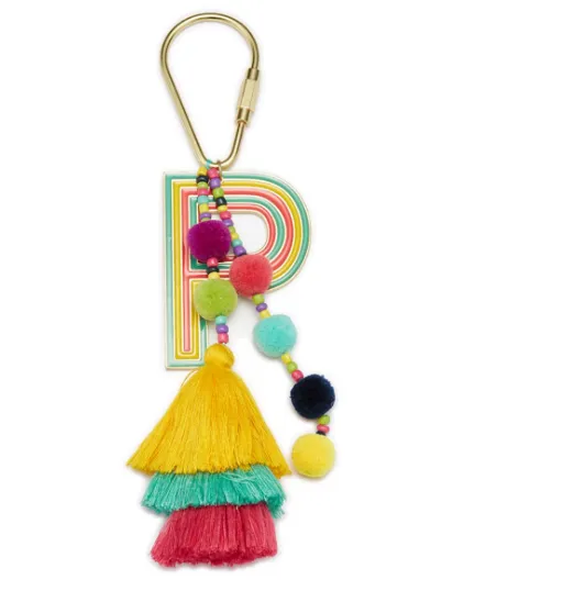 Colorful Initial Pompom Keychain (More Colors)