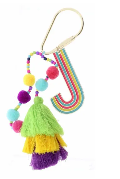 Colorful Initial Pompom Keychain (More Colors)