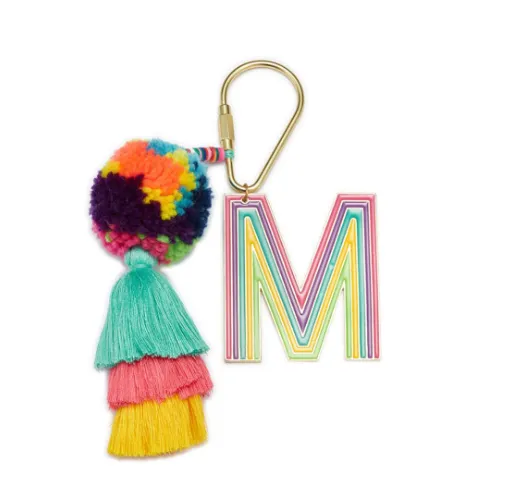 Colorful Initial Pompom Keychain (More Colors)