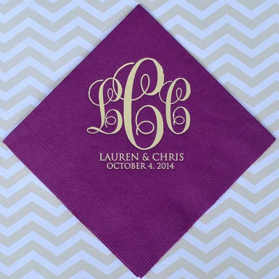 Custom Monogrammed Wedding Napkins