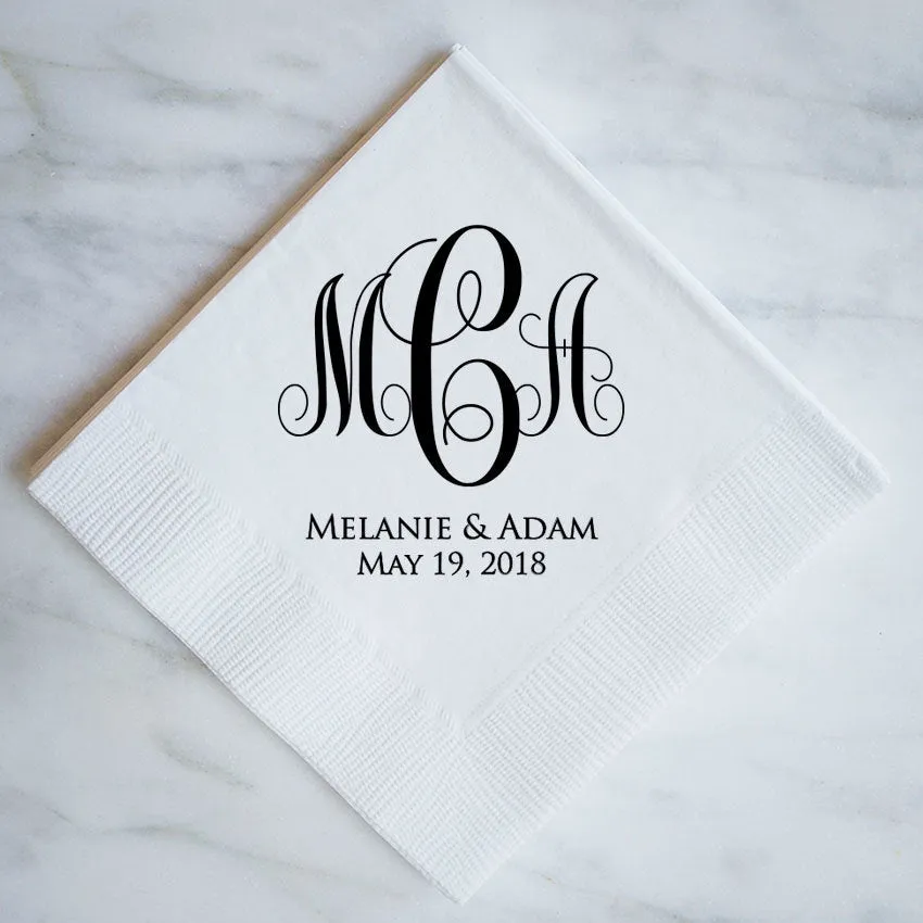 Custom Monogrammed Wedding Napkins