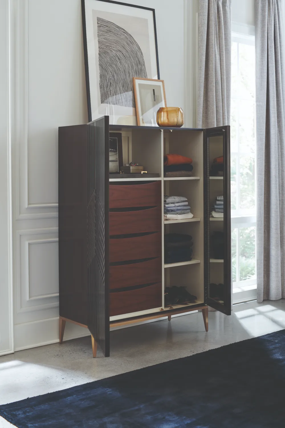 Dark Brown Graphic Cabinet | Caracole Out of Line