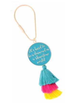 Diamond In Rhinestone Tassel Keychain