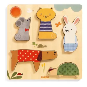 Djeco Wooden Puzzle - Woodypets 5pcs