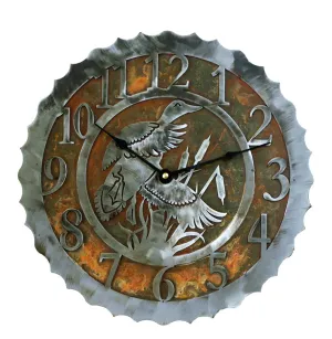 Ducks Handcrafted Rustic Metal Wall Clock - 12"