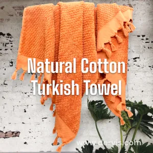 Elegant Natural Cotton Hand-Woven Turkish Terry Hammam Towel
