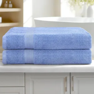Extra Large Blue Cotton Bath Sheets 2-Pack, 550gsm Comfort