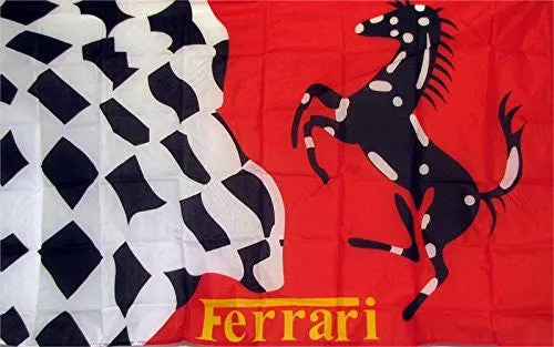 Ferrari Stallion Checkered Premium Polyester Flag Banner Sign
