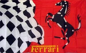 Ferrari Stallion Checkered Premium Polyester Flag Banner Sign
