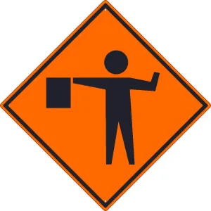(Flagger Graphic)Sign, 30X30, .080 Hip Ref Alum - TM181K
