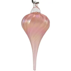 Frosted Drop Ornament Show In Peach by The Furnace Glassworks