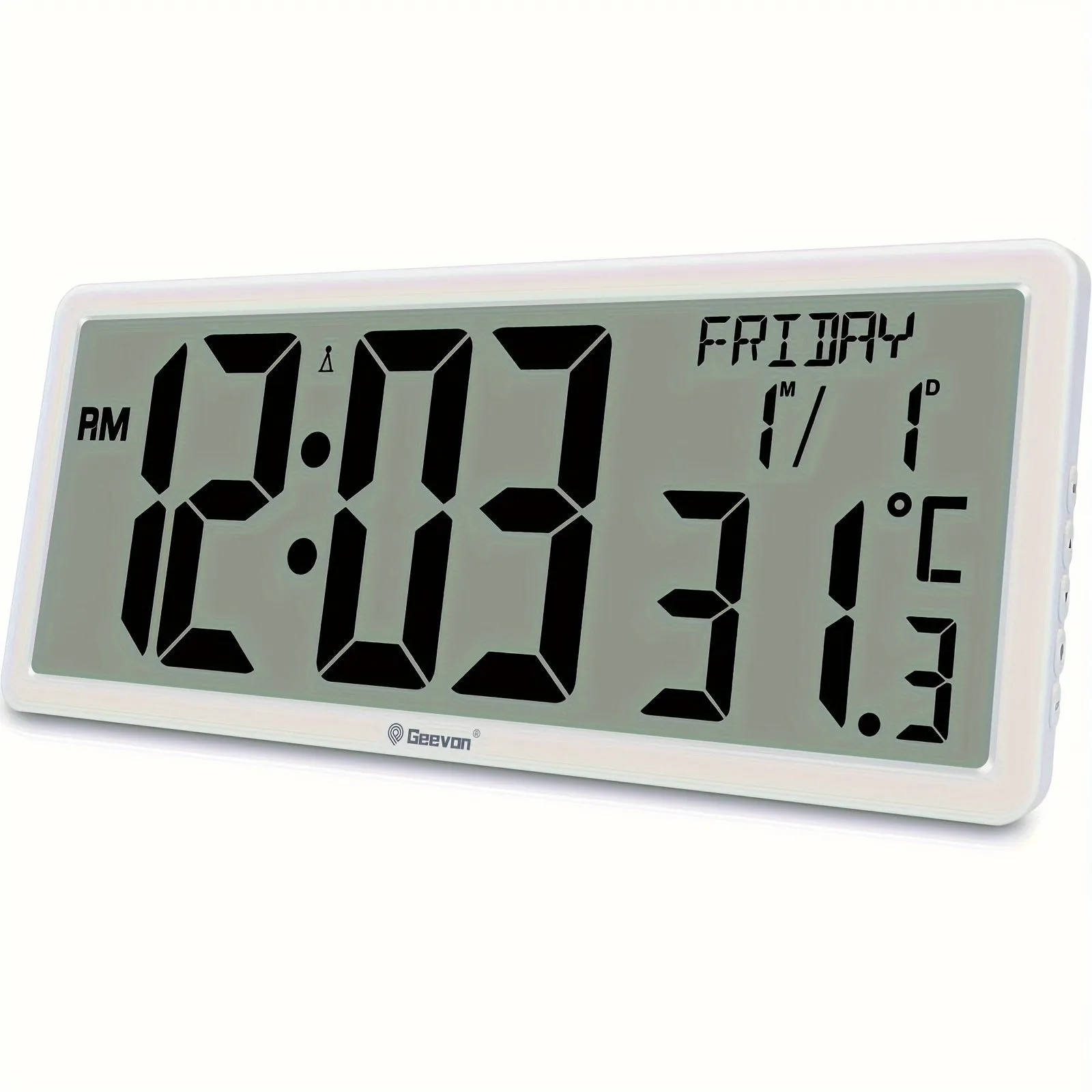 Geevon 36.32cm" Atomic Clock Battery Driven, Automatic Setting Large Atomic Digital Wall Clock With Temperature, Date