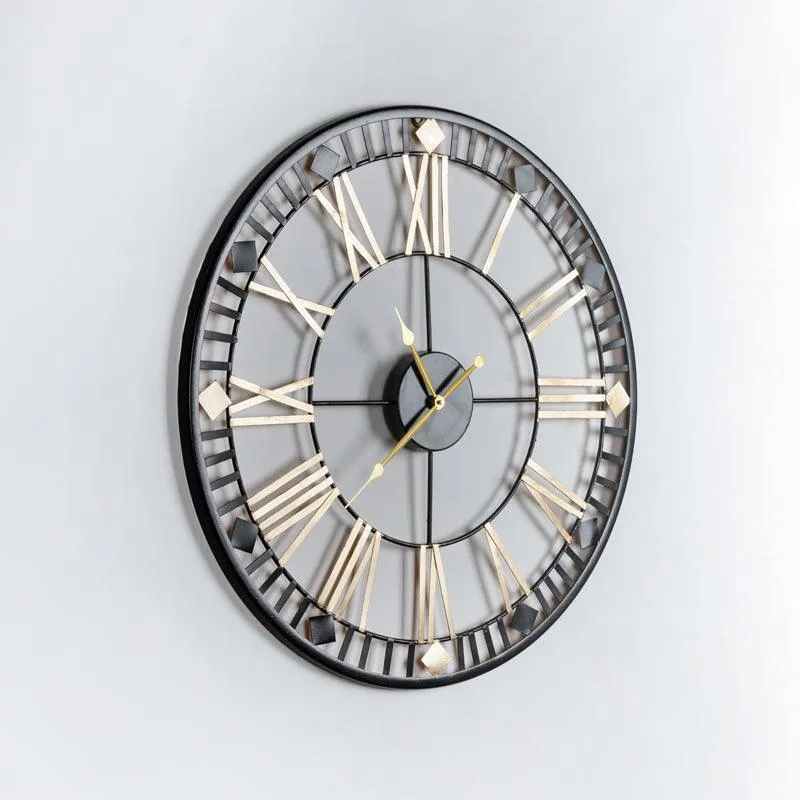 Gold &; Black Round Wall Clock