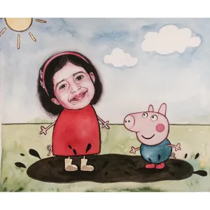 Hand Painted Portrait <br> Little Piggy