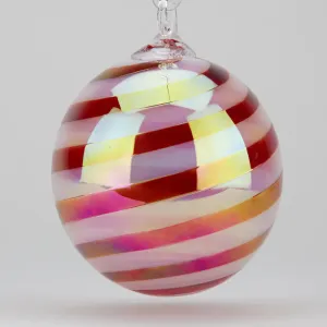 Handblown Set of Two Contemporary Artisan Ornaments in Sangria Swirl and Sangria by Glass Eye Studio