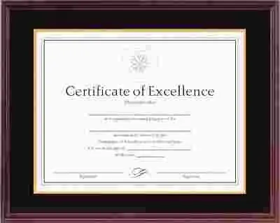 Hardwood Document/Certificate Frame W/Mat 11 X 14 Mahogany