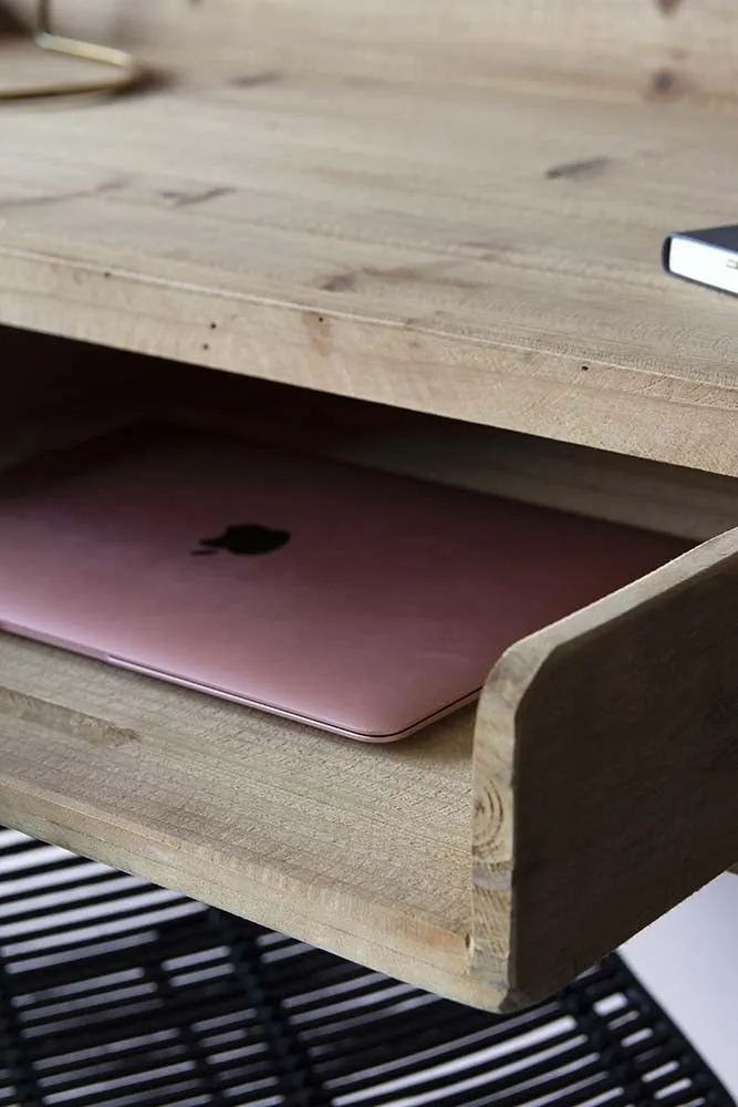 Industrial-Style Desk Unit With 2 Shelves