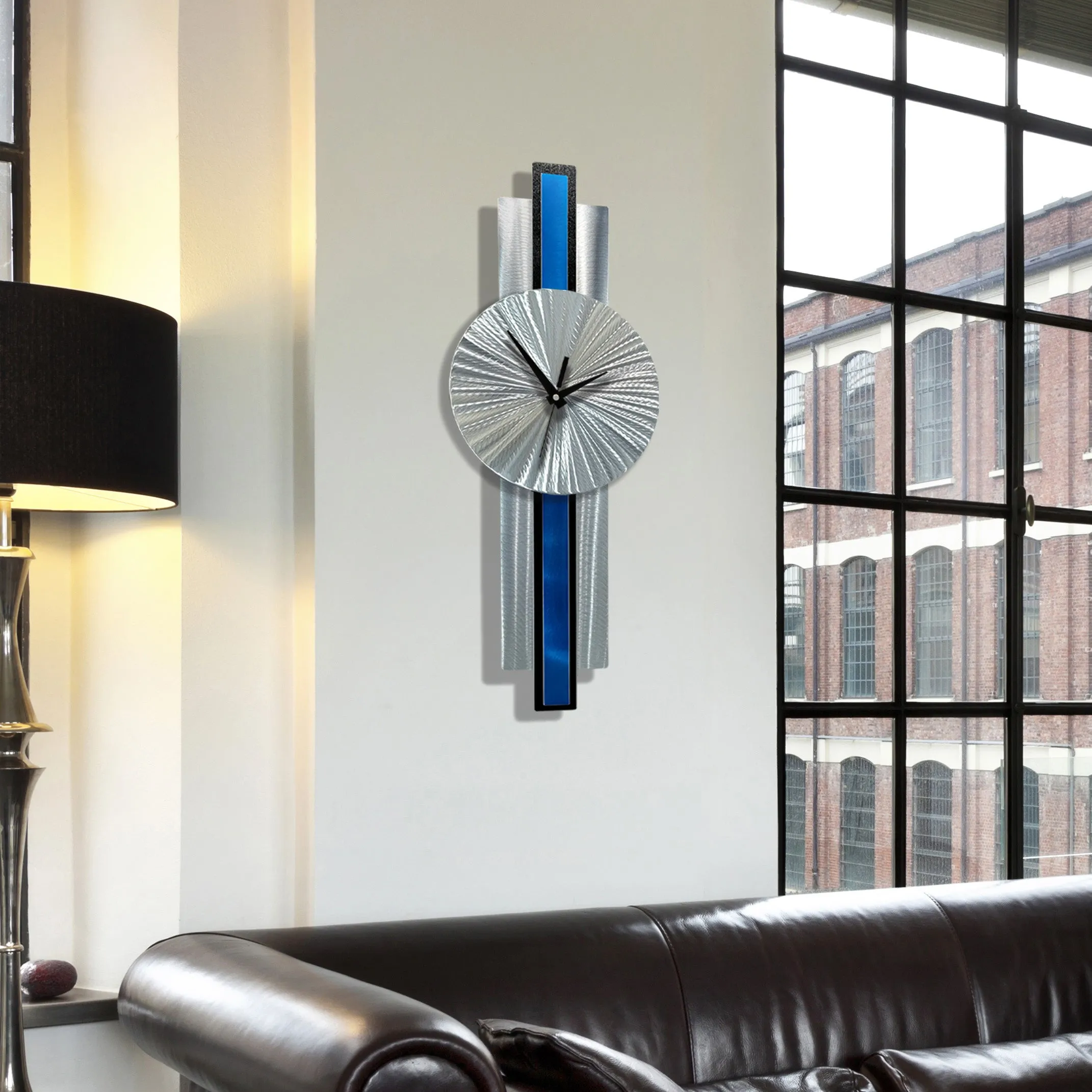 Infinite Orbit Clock Silver & Blue