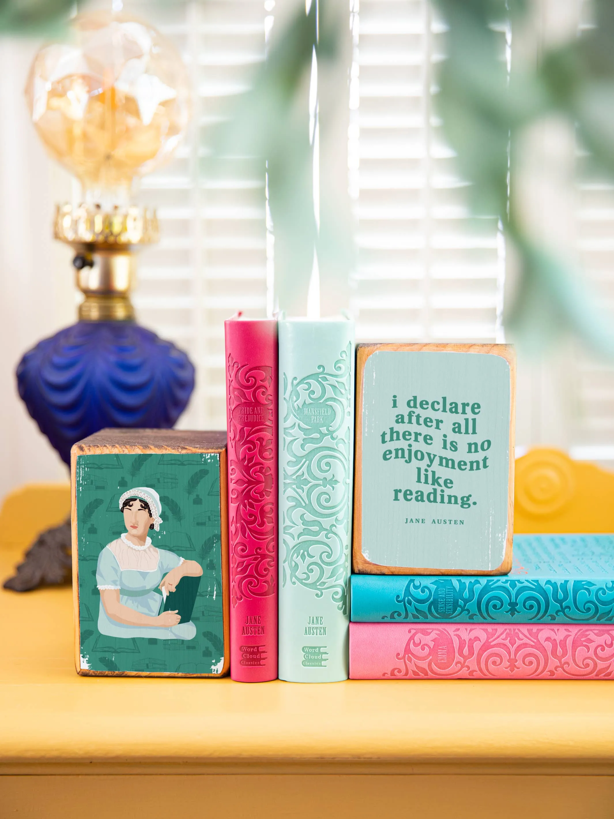 Jane Austen Reading Quote Bookend Set