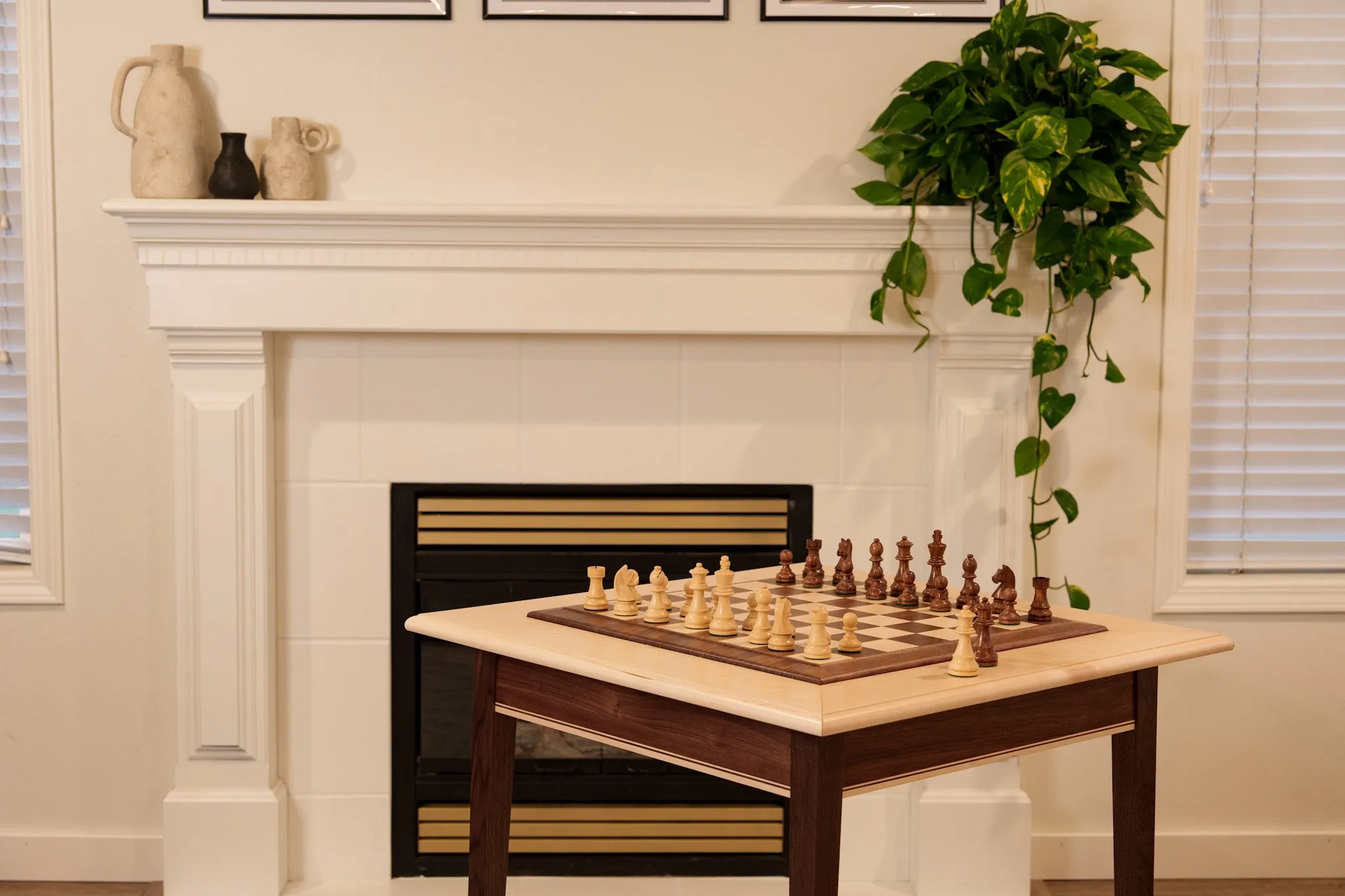 JLP Walnut Maple Premium Hardwood Chess Table