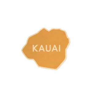 Kauai Map Wood Shape Magnet, Yellow
