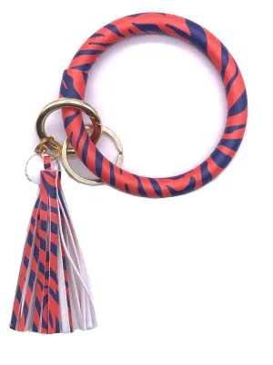 KC-8845 Orange/Navy Tiger Wristlet Key Chain
