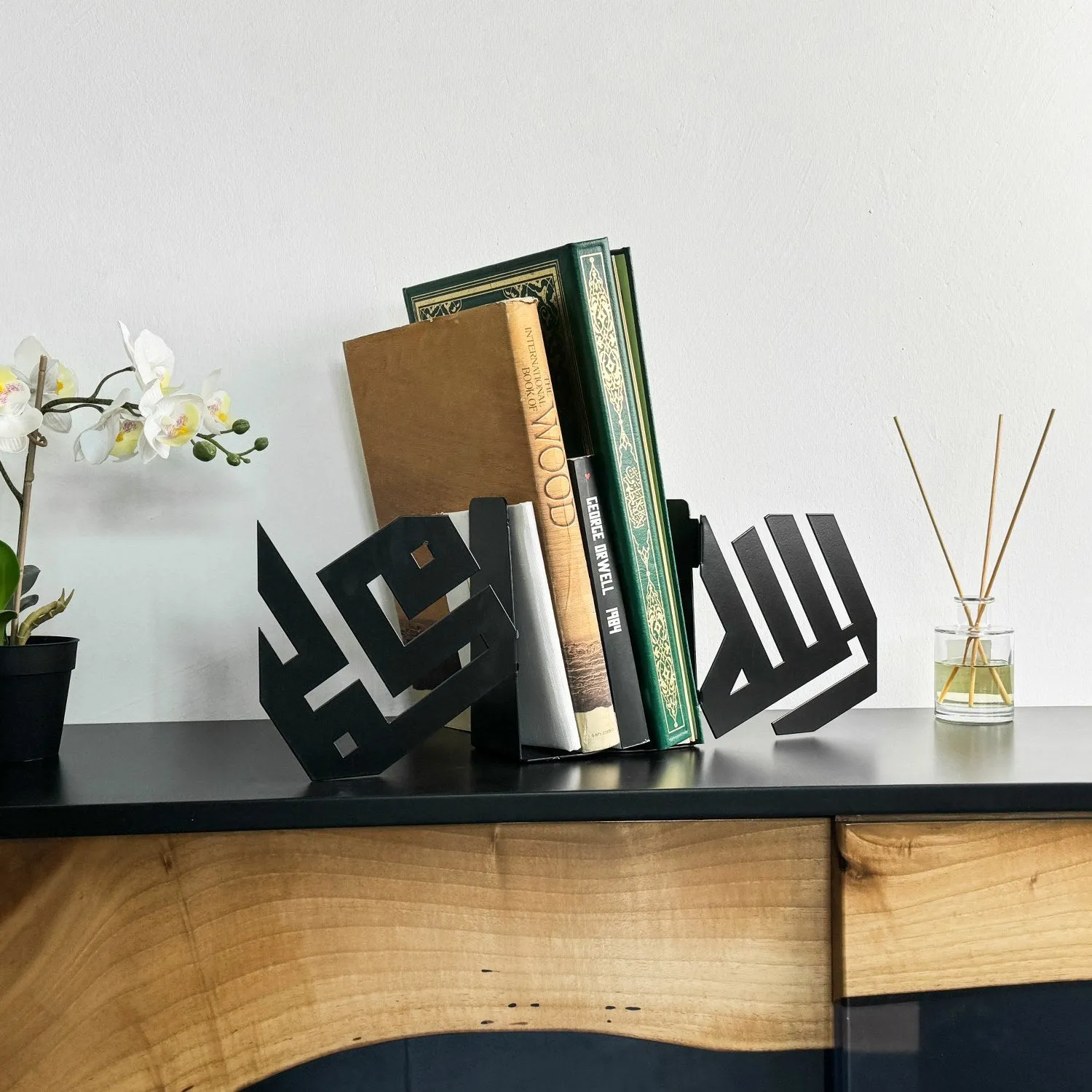 Kufic Allah (C.C.) and Mohammad (PBUH) Bookend Islamic Home Decor