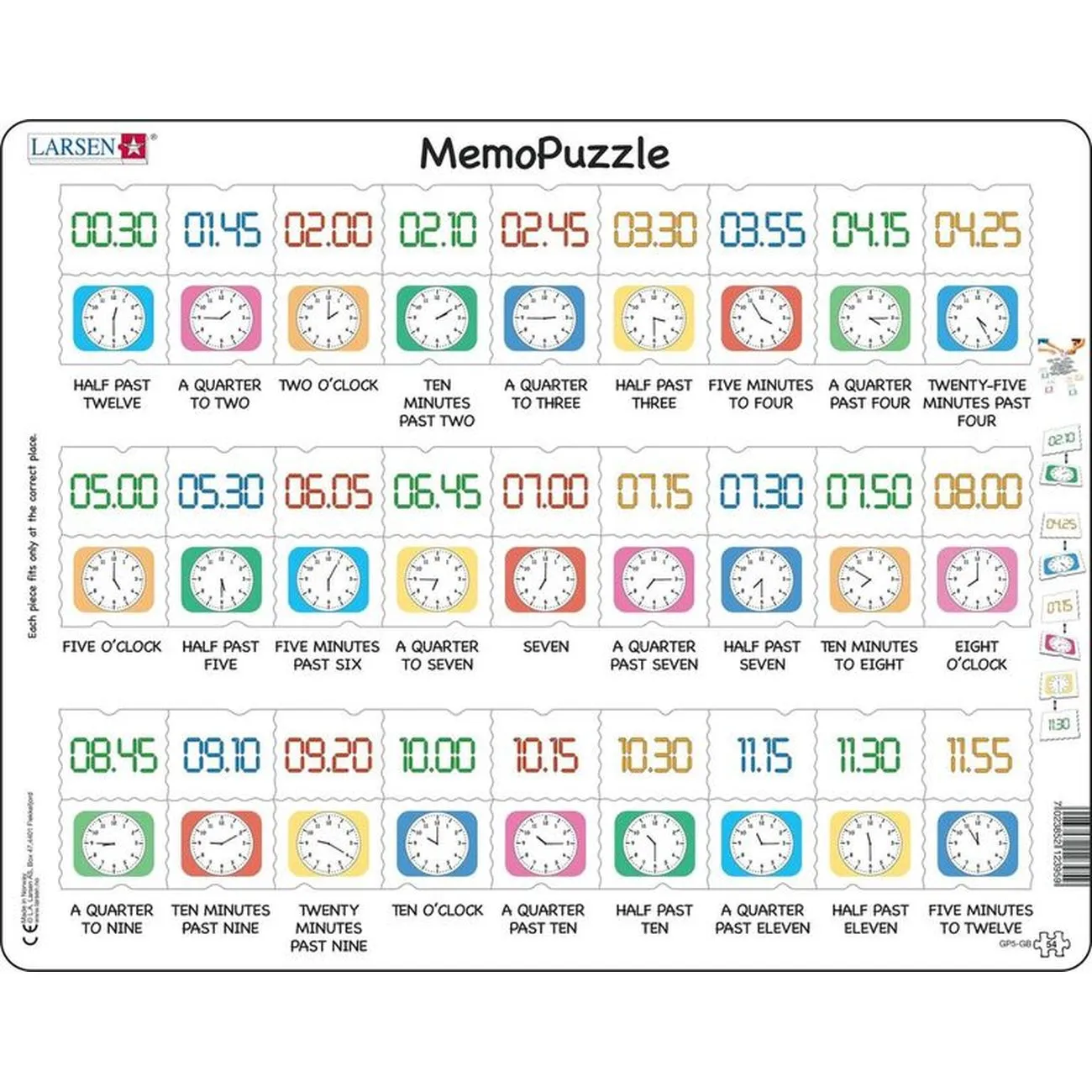 Larsen Clocks Memopuzzle Frame Tray Puzzle