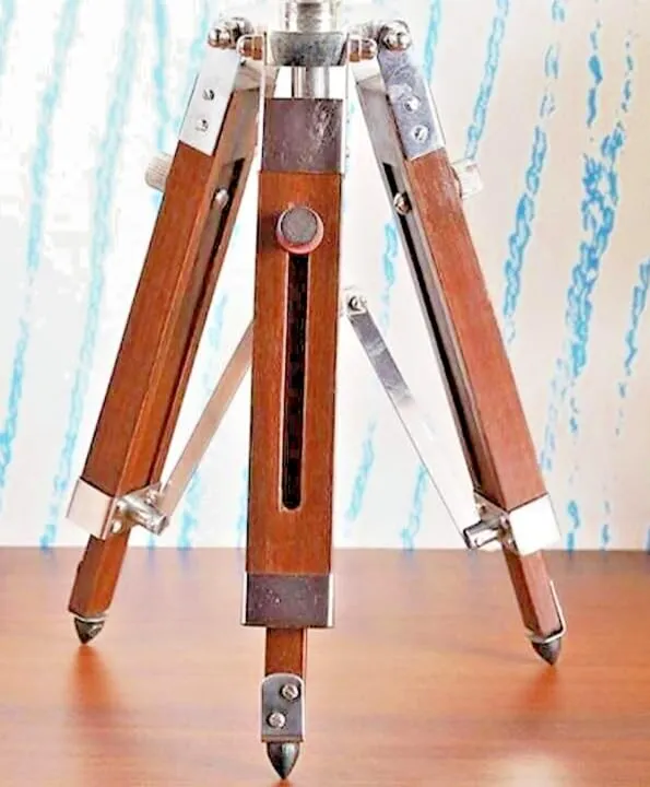 LINE WOOD™ - Handmade Wooden Table Clock Deck Clock with Adjustable Tripod Stand Steel Finish Victoria Stayle Home & Office Decor Gift (20 inch Brown)