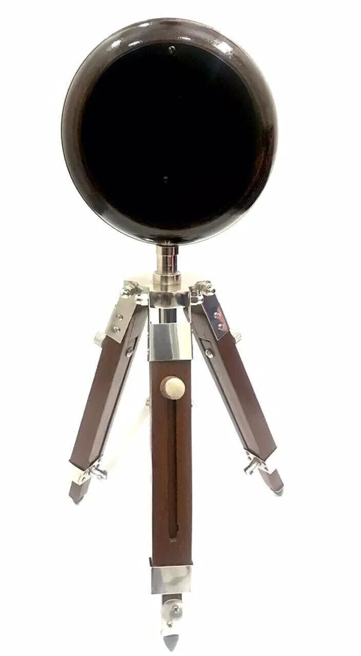 LINE WOOD™ - Handmade Wooden Table Clock Deck Clock with Adjustable Tripod Stand Steel Finish Victoria Stayle Home & Office Decor Gift (20 inch Brown)