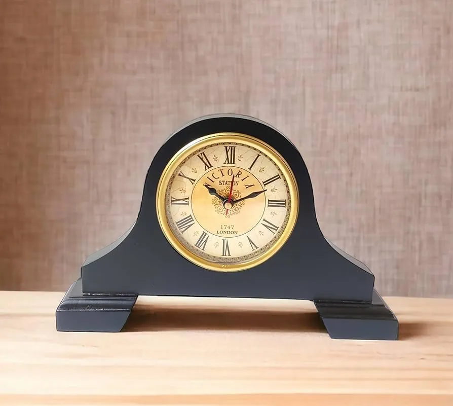 MAGNE NAUTICAL || Handmade Wooden Table Clock Desk Clock Victoria Style Clock Battery for Home & Office, Bed Room, Kids Room, Study Room, Study Room Decor Gift (10 Inch - Brown)