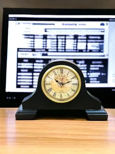 MAGNE NAUTICAL || Handmade Wooden Table Clock Desk Clock Victoria Style Clock Battery for Home & Office, Bed Room, Kids Room, Study Room, Study Room Decor Gift (10 Inch - Brown)