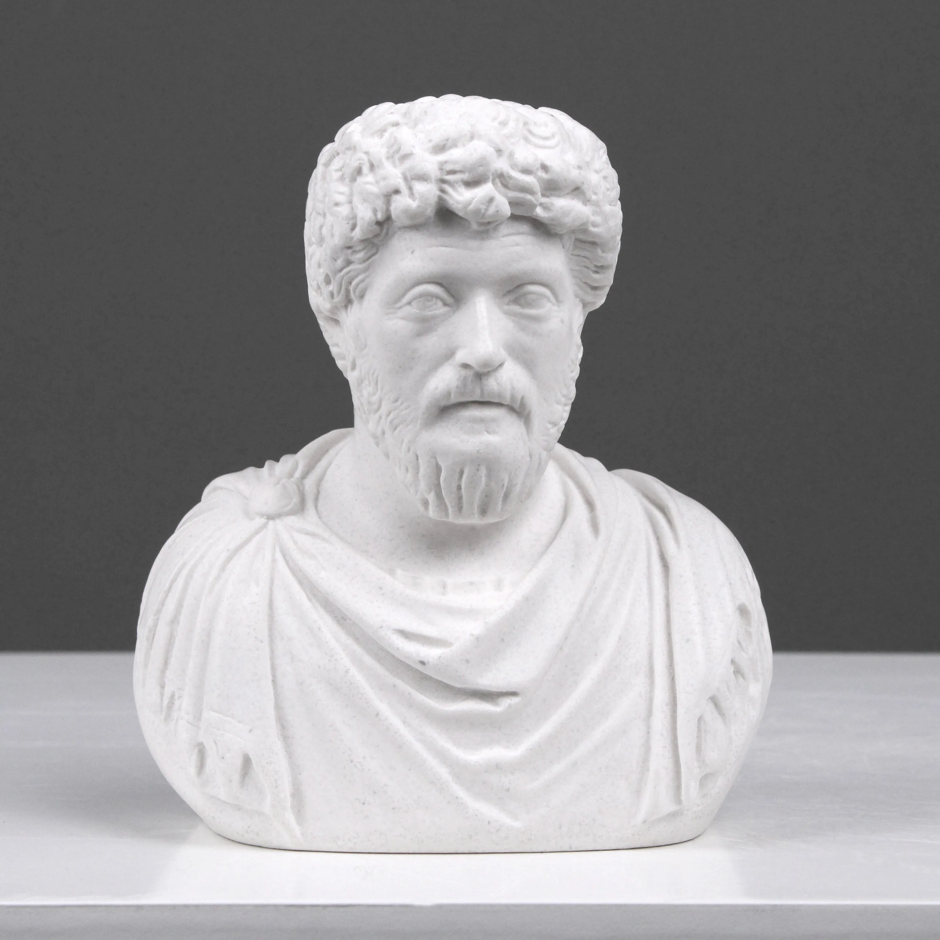 Marcus Aurelius Bookend Bust Sculpture - Small Roman Emperor Statue