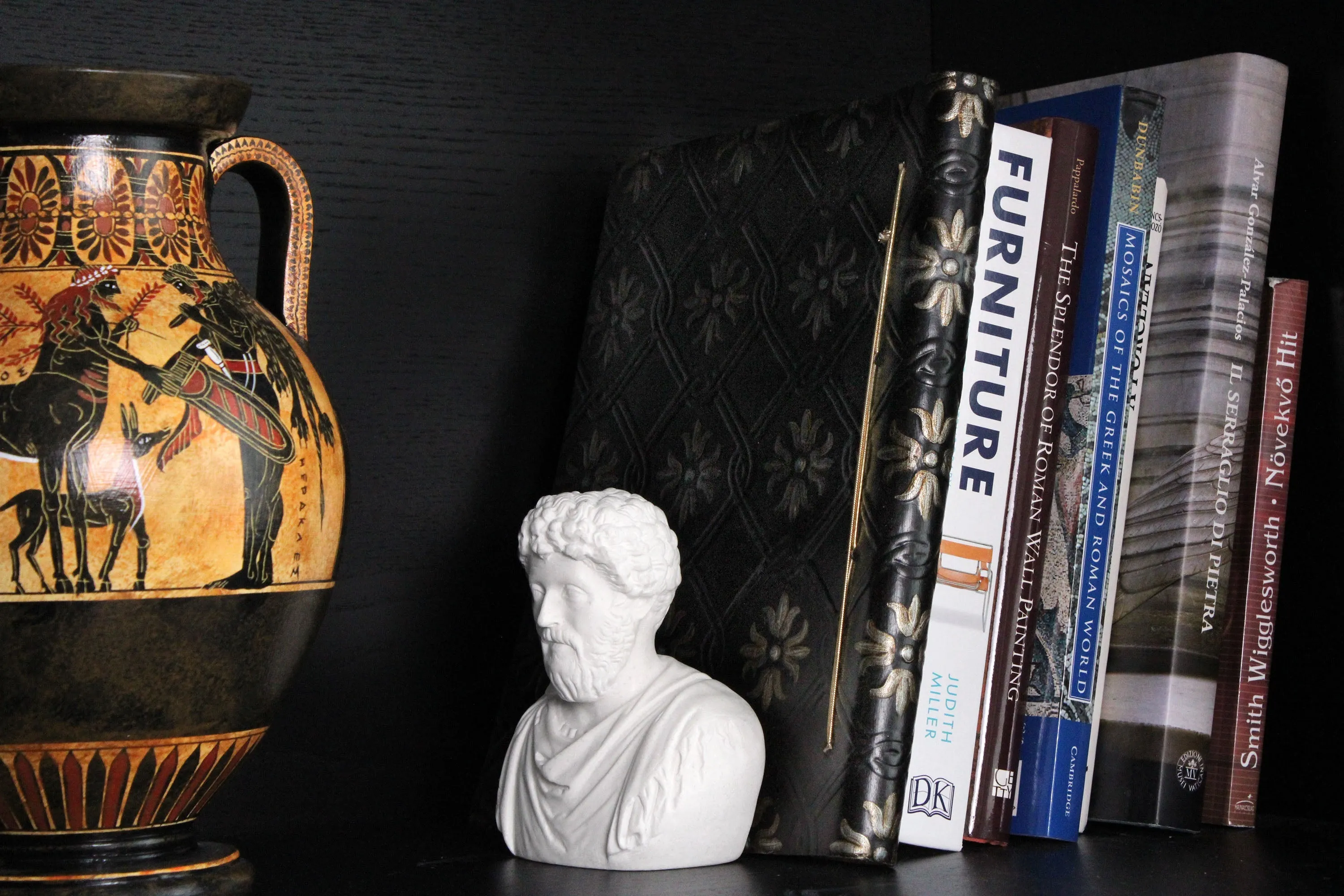 Marcus Aurelius Bookend Bust Sculpture - Small Roman Emperor Statue