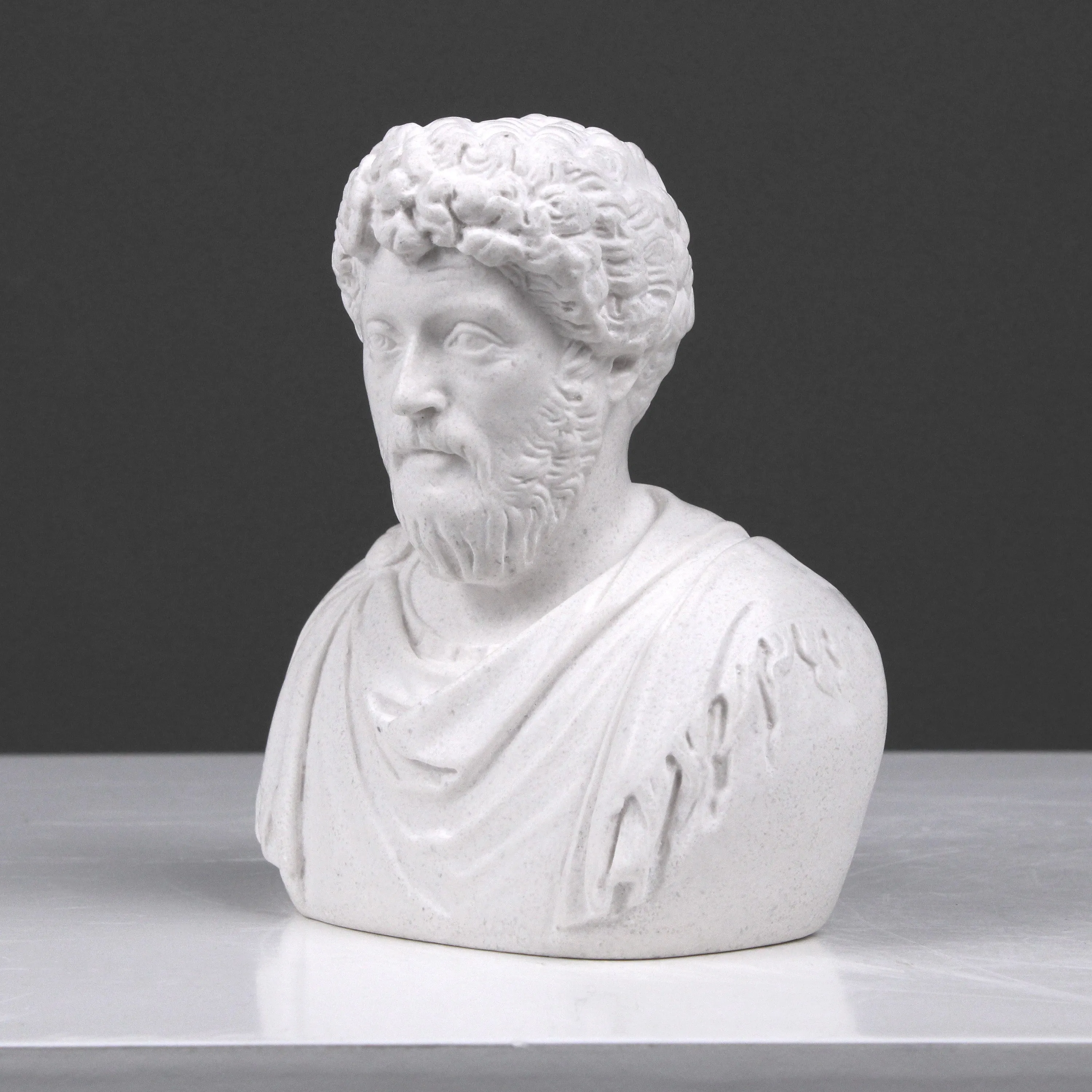Marcus Aurelius Bookend Bust Sculpture - Small Roman Emperor Statue