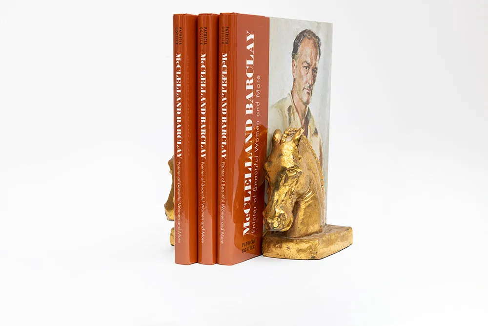 McCLELLAND BARCLAY Pair of 1930s Gold Plated Horsehead Bookends