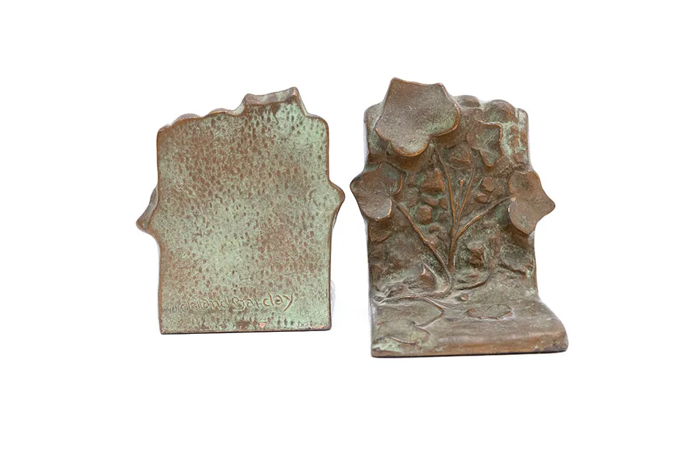 McCLELLAND BARCLAY Pair of Art Deco Bronze Plated Leaves Bookends