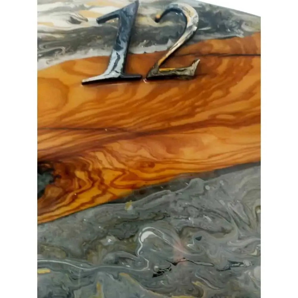 Metallic Color Epoxy & Olive Wood Wall Clock