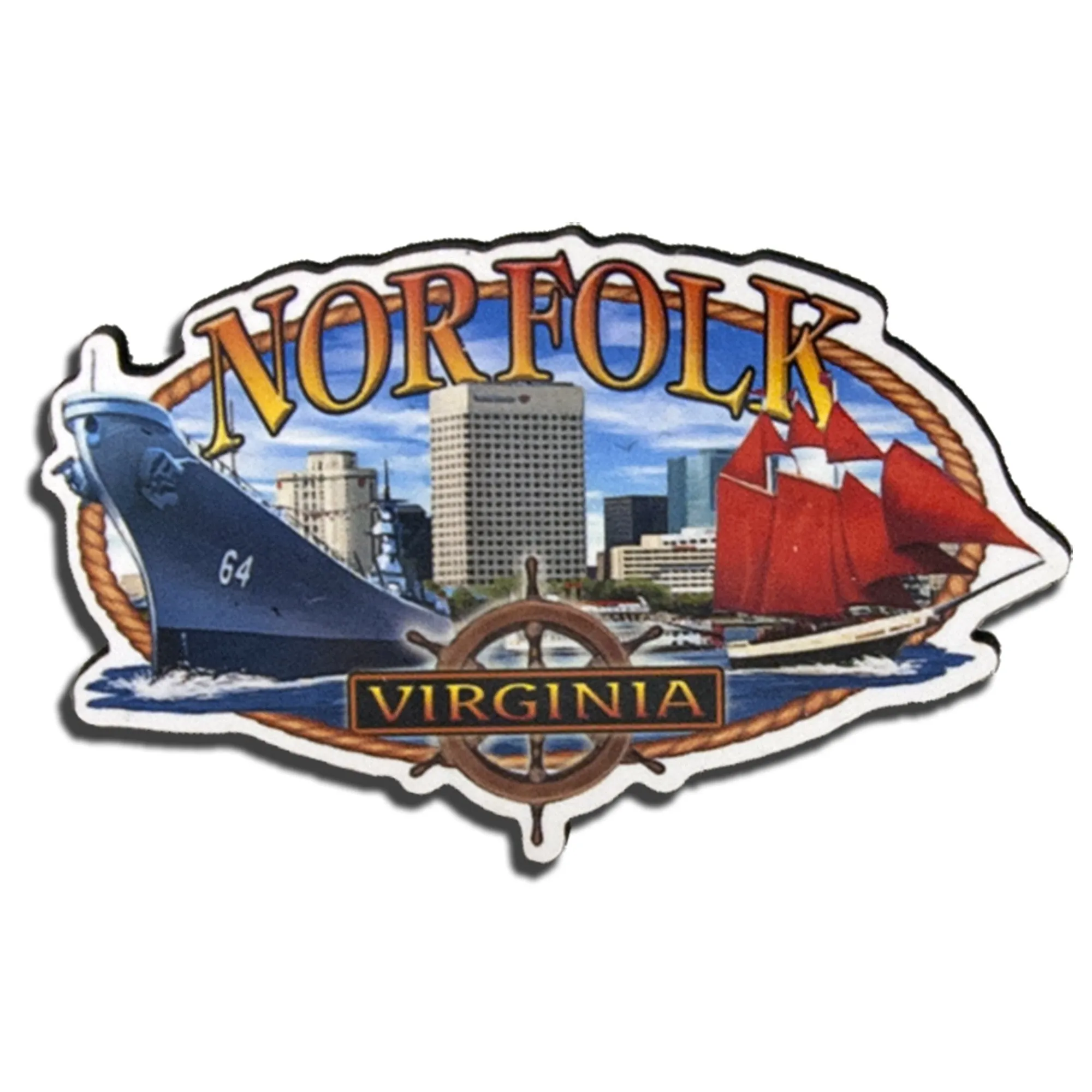MGNV70 Magnet Large Artwood Norfolk Virginia