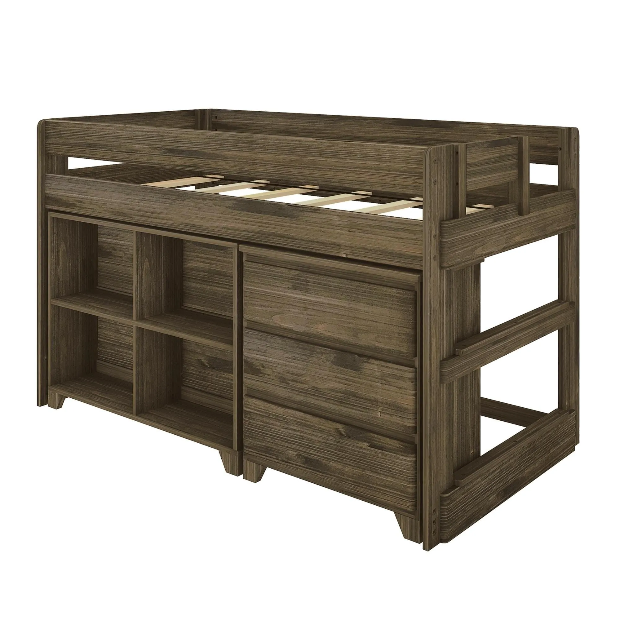 Modern Farmhouse Twin Low Loft Bed With Storage