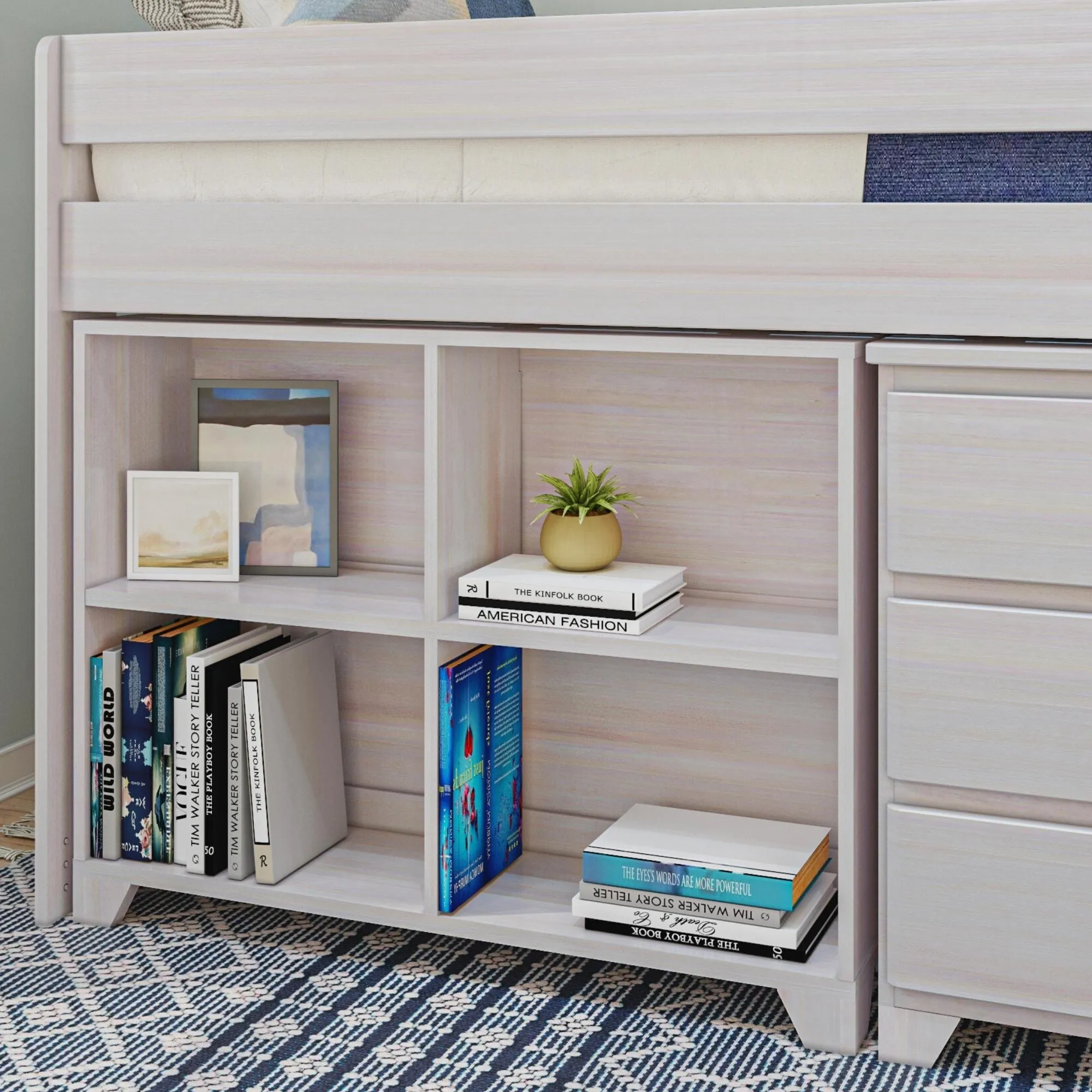 Modern Farmhouse Twin Low Loft Bed With Storage