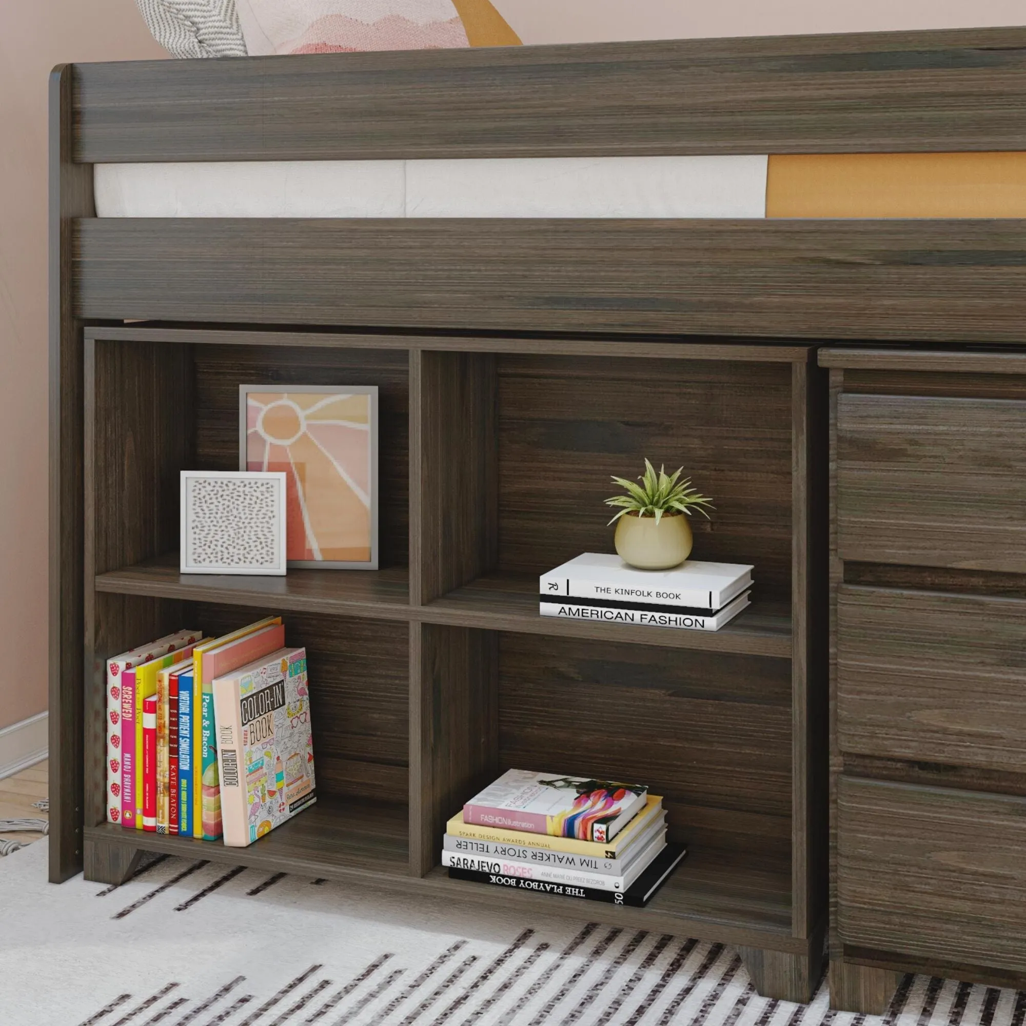 Modern Farmhouse Twin Low Loft Bed With Storage