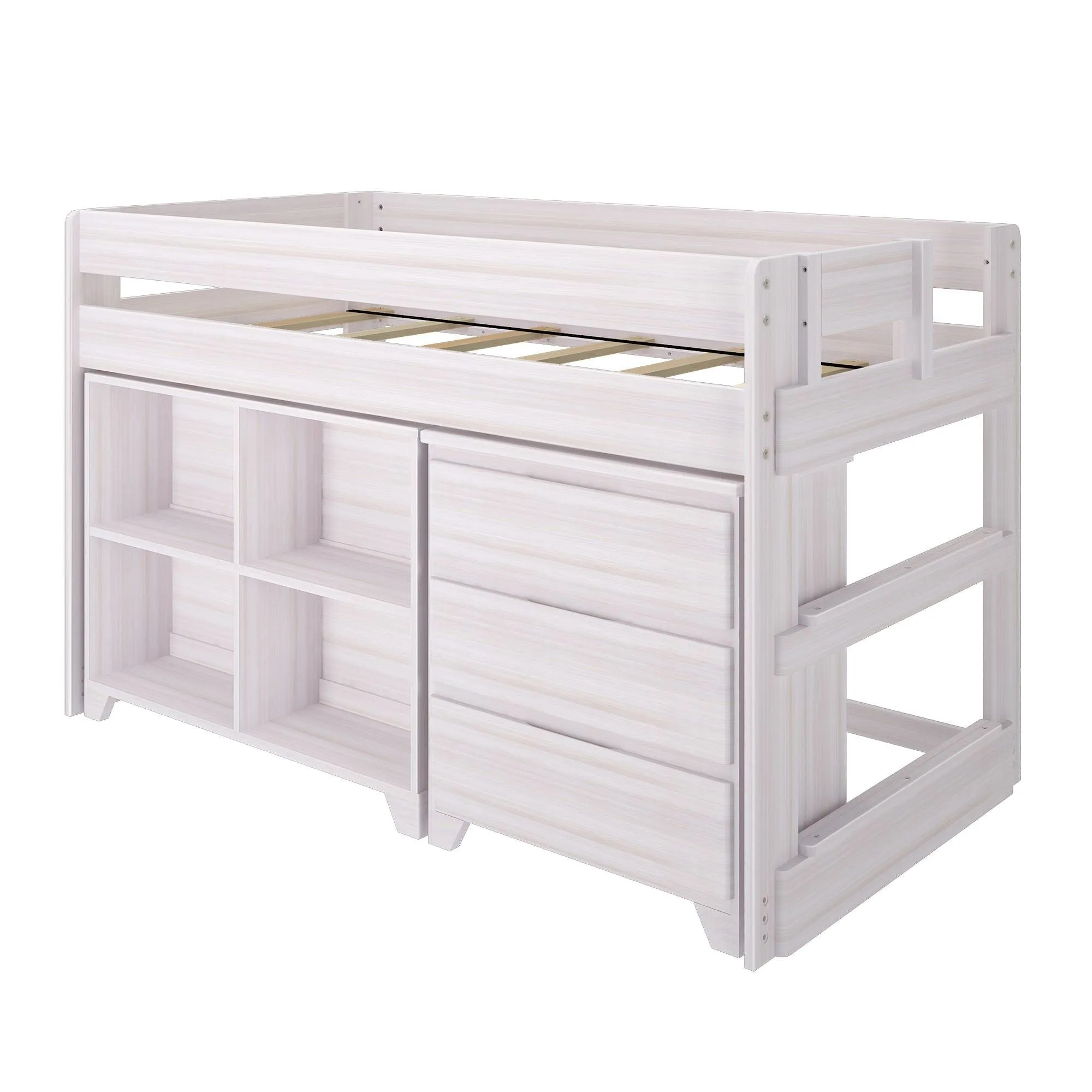 Modern Farmhouse Twin Low Loft Bed With Storage