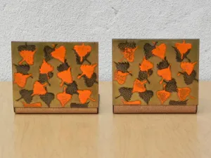 Modern Orange Brown Gold Enameled Copper Bookends
