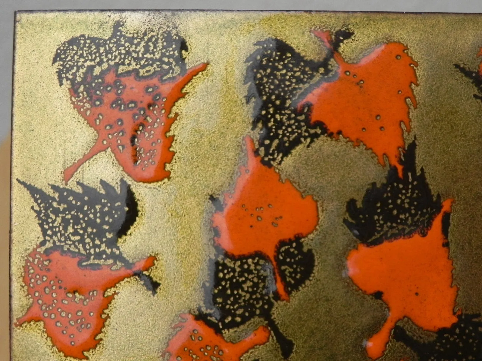 Modern Orange Brown Gold Enameled Copper Bookends