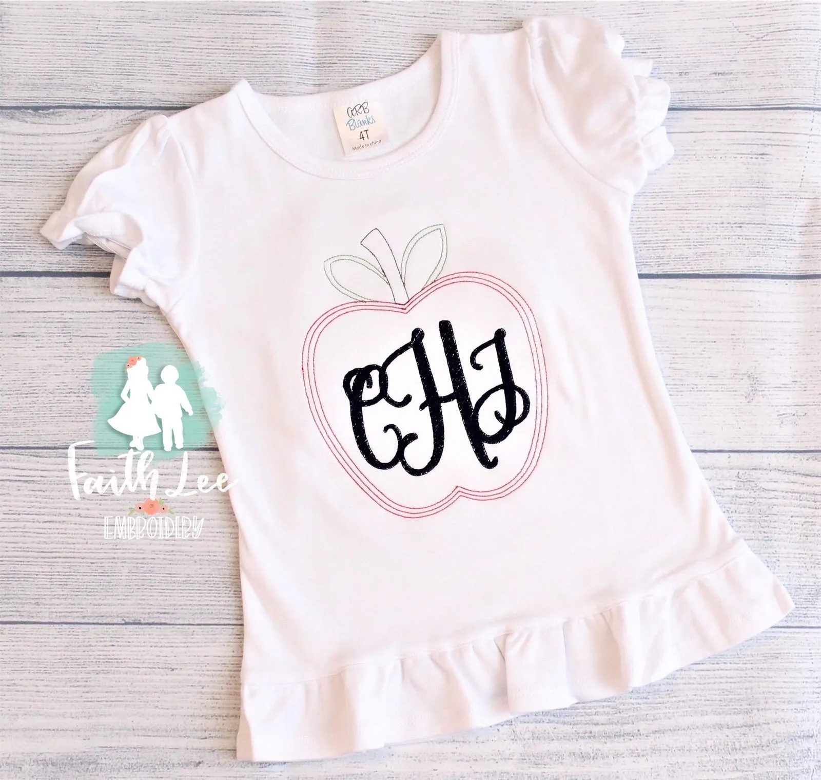 Monogrammed Apple Tee for Kids