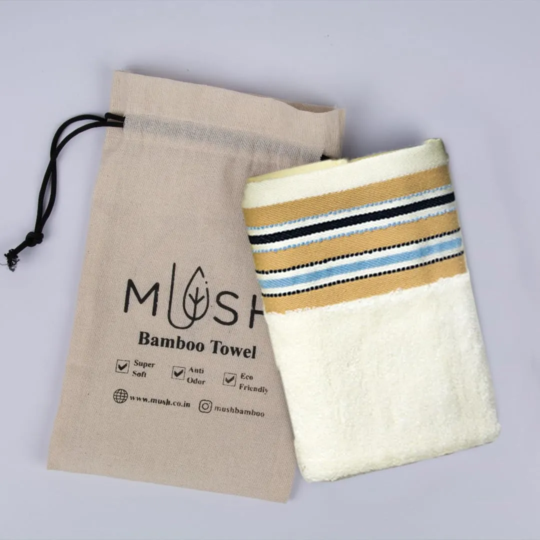 Mush Designer Bamboo Hand Towels |Ultra Soft, Absorbent & Quick Dry Towels for Bath, Spa and Yoga (Pearl White, Hand Towelset of 2),450 GSM