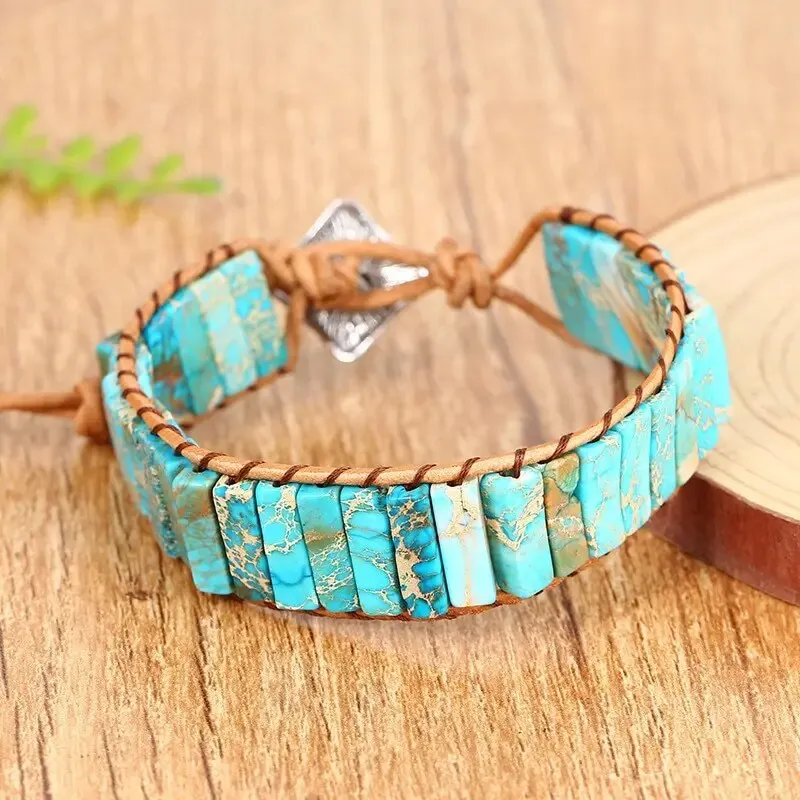 Natural Bead Leather Strap Boho Gypsy Bracelet